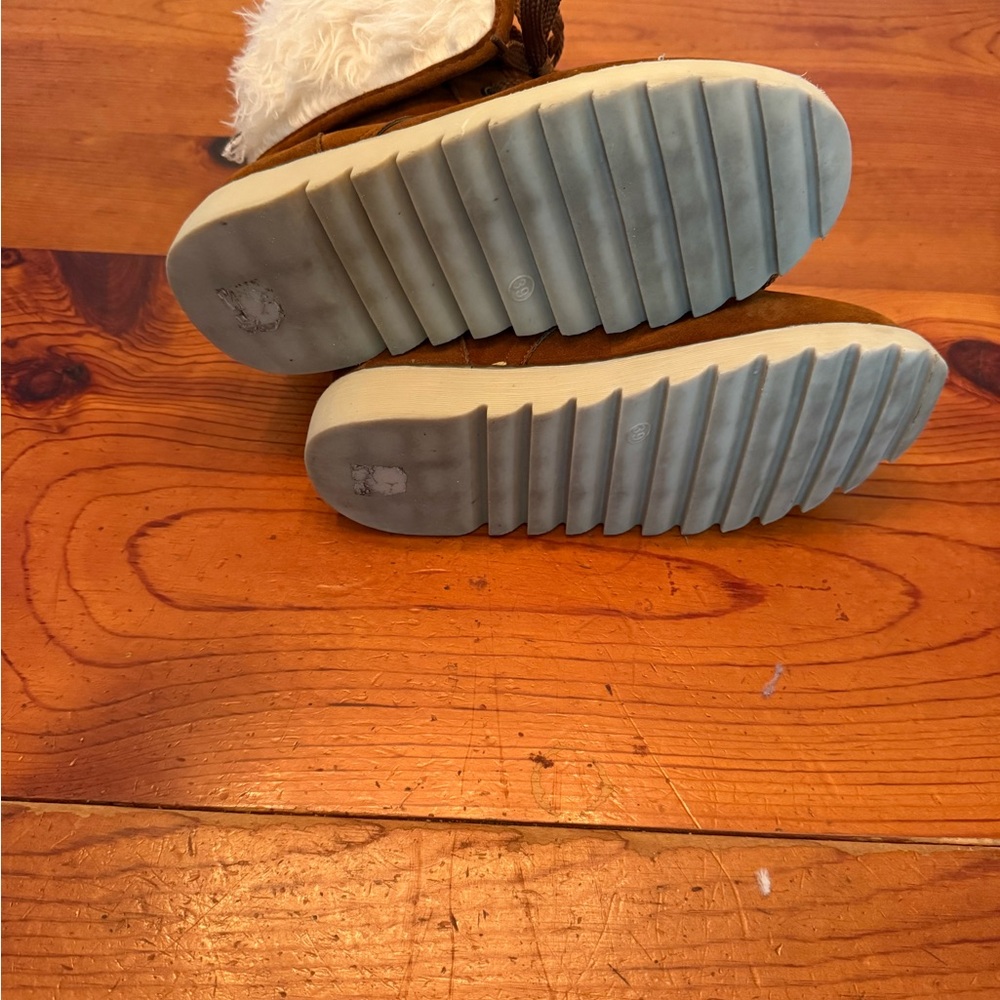 Brown Suede Fur-Lined Boots - Picture 3 of 3